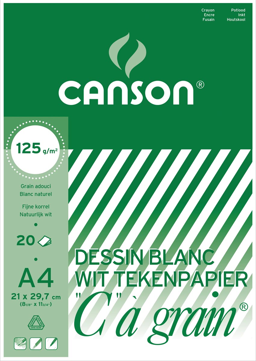 Canson - Zeichenblock C à Grain 125 g/m², ft 21 x 29,7 cm (A4)