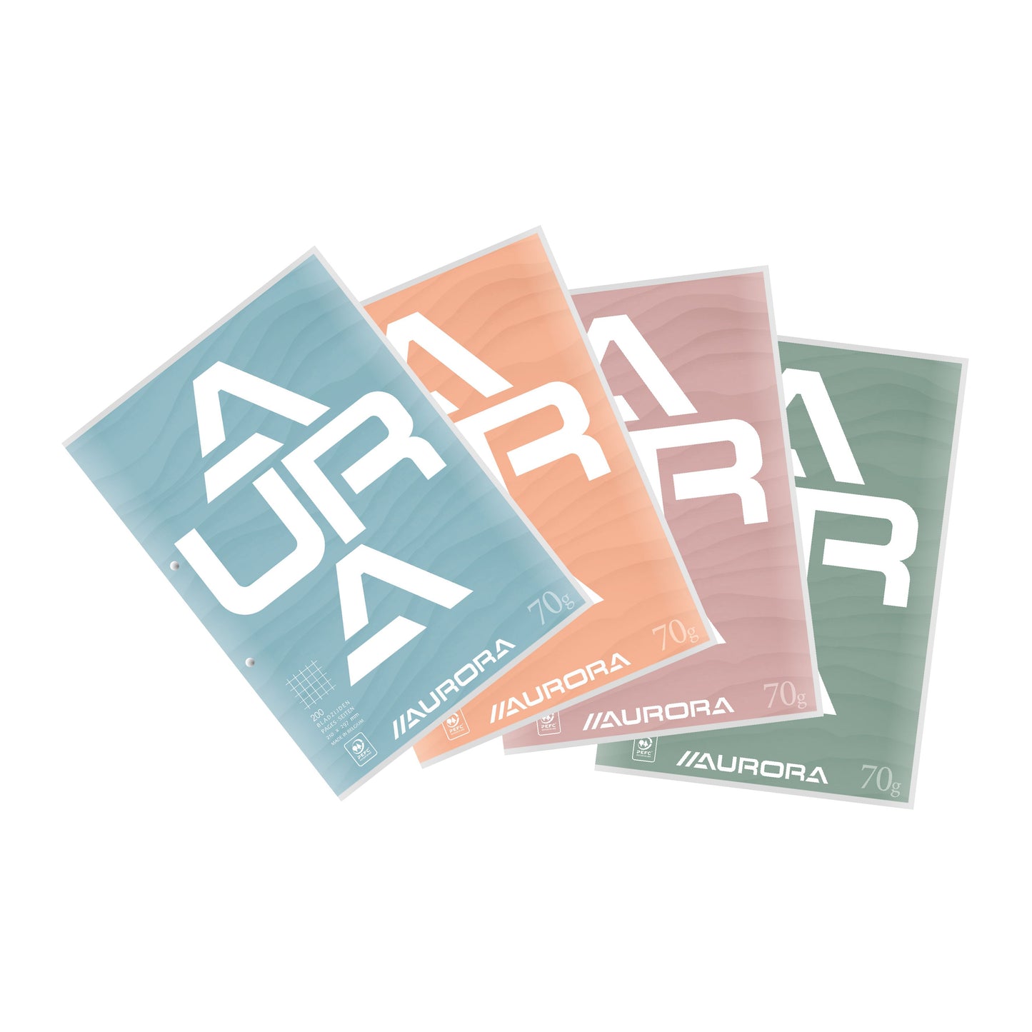 Aurora - Cursusblok A4 ruit 5x5mm 2-gaats 200 pagina's 70gr | 10 stuks
