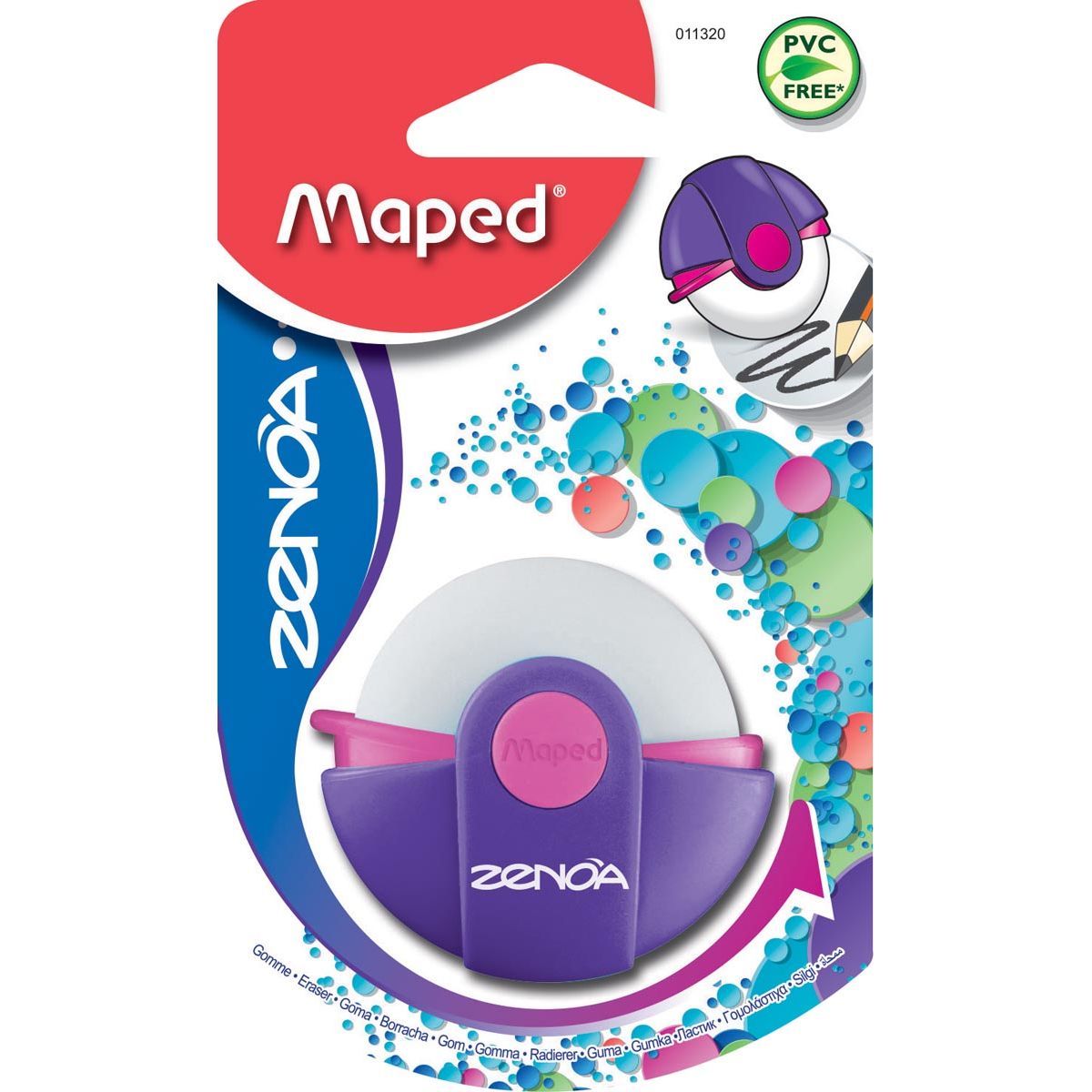 Maped - gum Zenoa, geassorteerde kleuren, blister van 1 stuk
