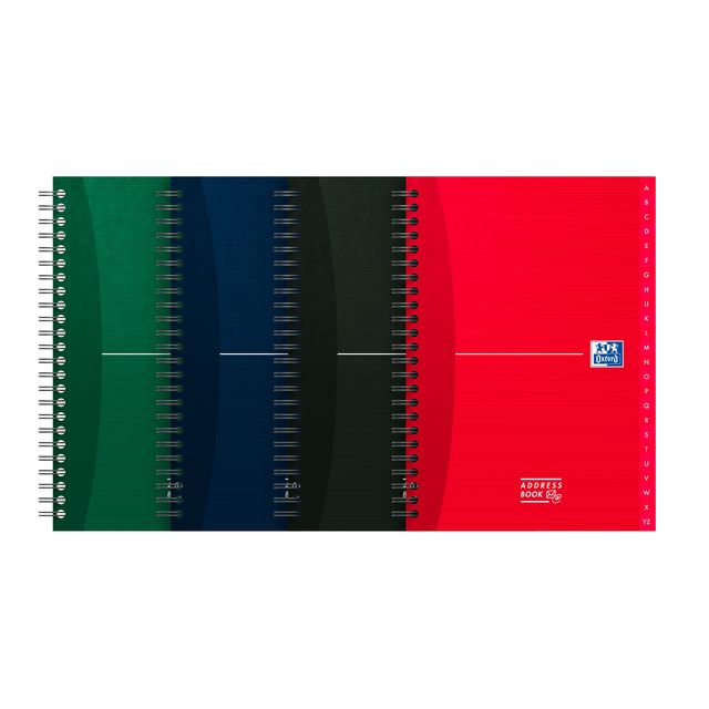 Oxford - Adressbuch Essentials A5 72 Blatt Doppelspirale sortiert