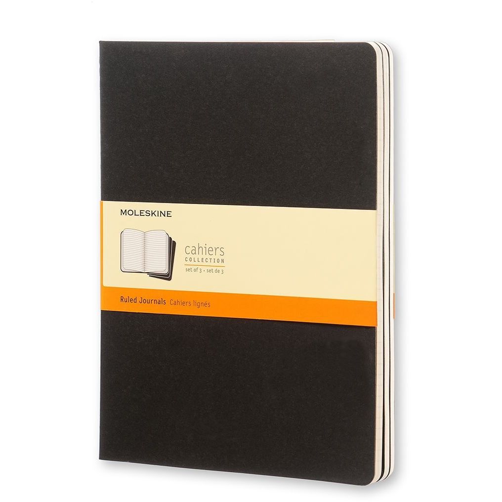Moleskine - Carnet 190x250mm ligne 240 pages 70gr noir lot de 3 pièces