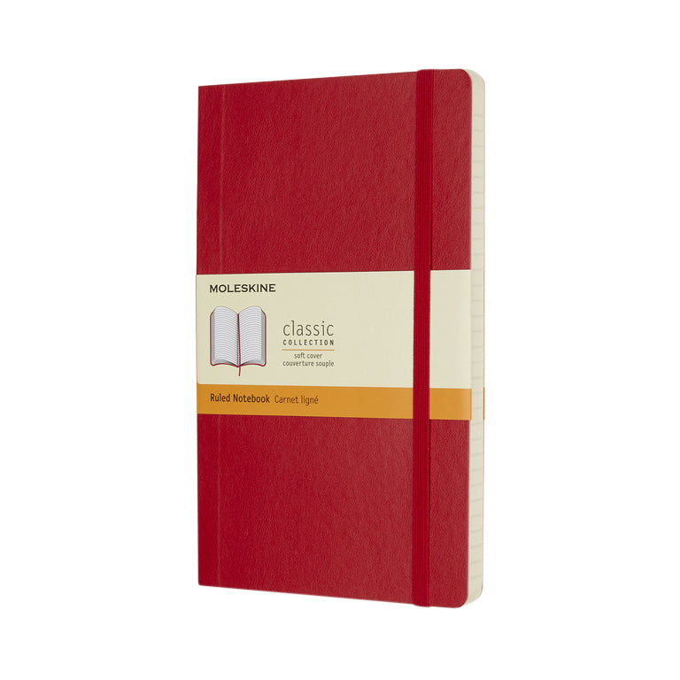 Moleskine - Carnet grand format ligne 130x210mm couverture souple rouge écarlate