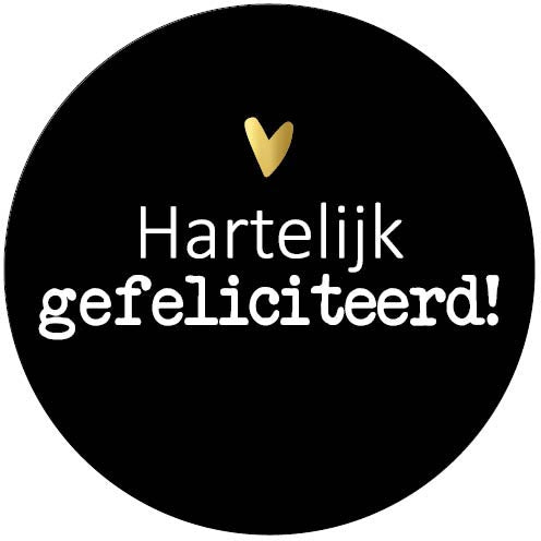 Klika - KP etiket Hartelijk gefeliciteerd, diameter 40 mm, rol van 250 stuks