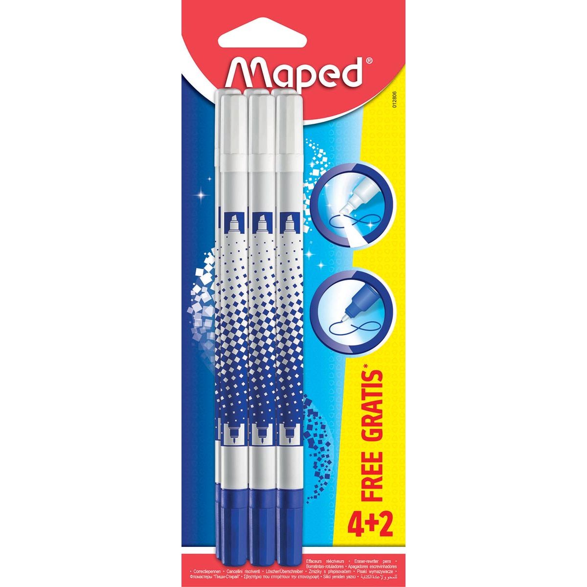 Maped - blister gomme à encre 4 + 2 pièces