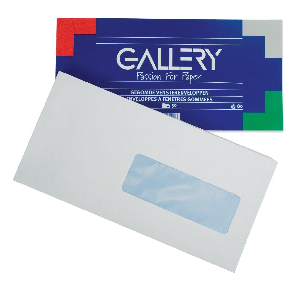 Gallery - enveloppen ft 114 x 229 mm, met venster rechts, gegomd, pak van 50 stuks