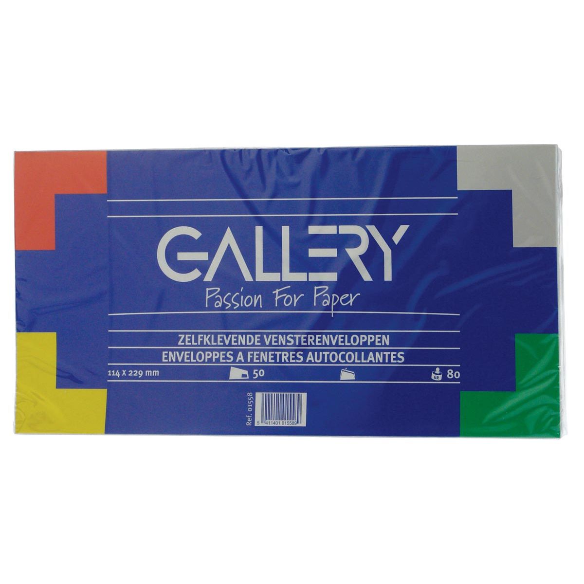 Gallery - enveloppen ft 114 x 229 mm, met venster rechts, stripsluiting, pak van 50 stuks