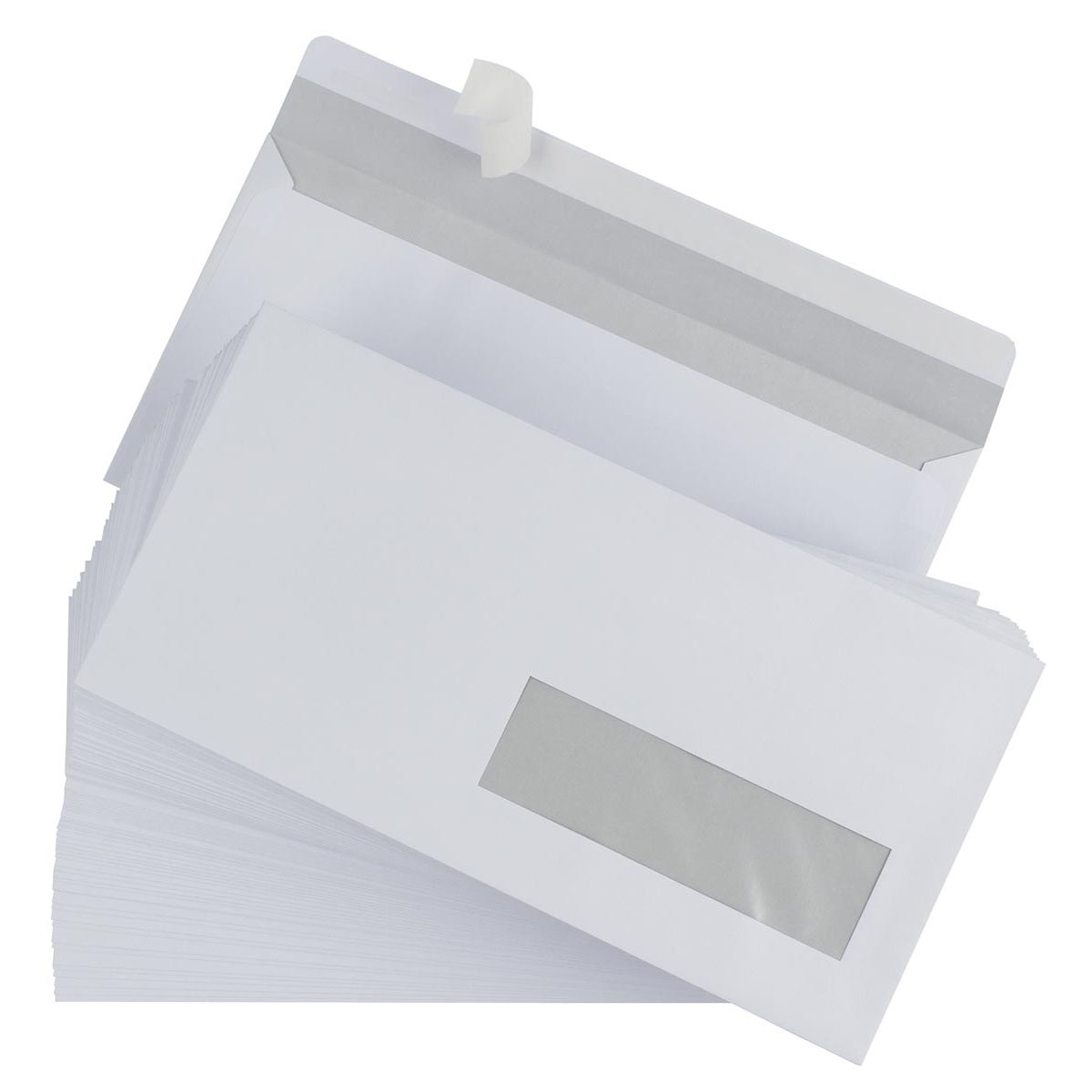 Galerie - enveloppes pi 110 x 220 mm, fenêtre droite, fermeture à bande, boîte de 500 pièces