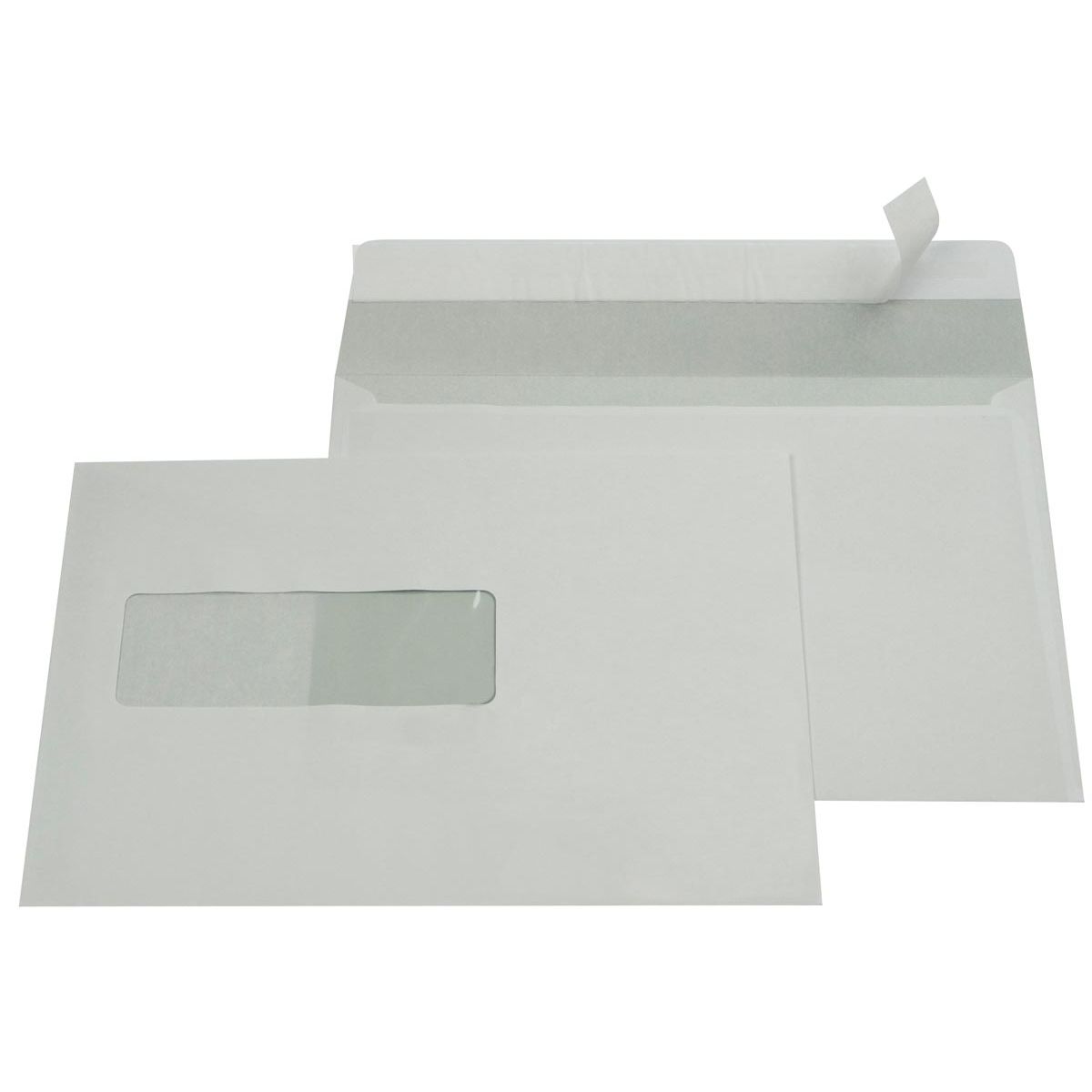 Galerie - Briefumschläge ft 156 x 220 mm, Fenster links, Streifenverschluss, innen grau, 500 Stück