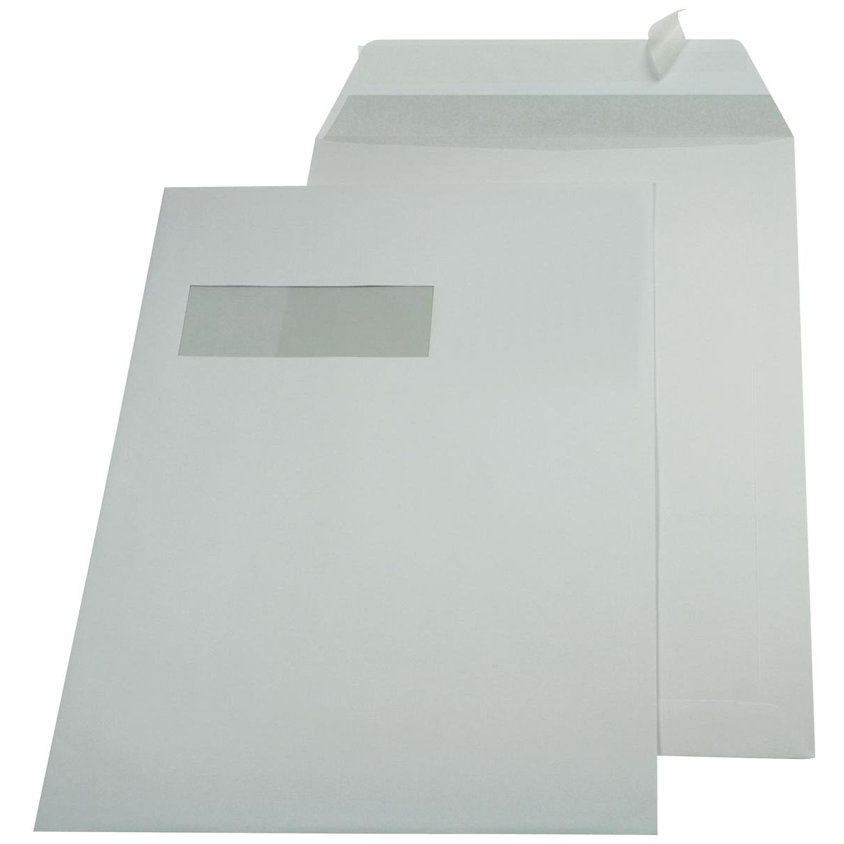 Gallery - enveloppen ft 229 x 324 mm, venster links, stripsluiting, binnenzijde grijs, doos van 250 stuks