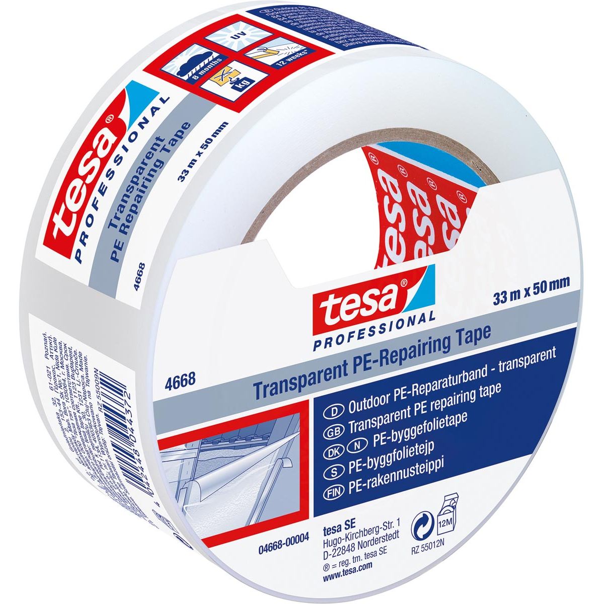 Tesa - PE-reparatiee, 50 mm x 33 m, transparant