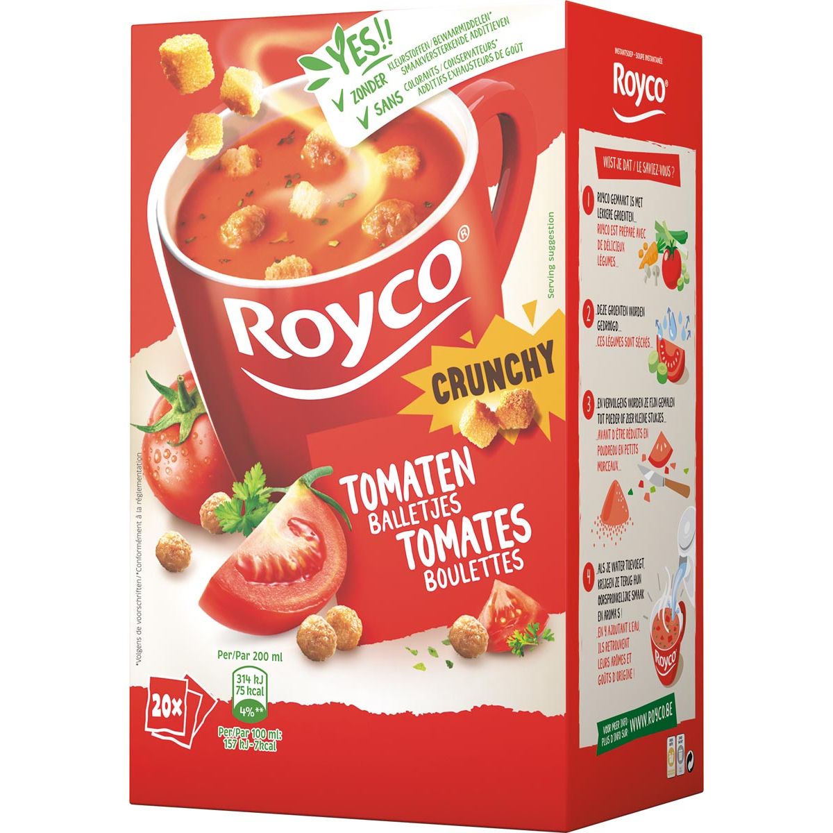Royco - Minute Soup tomate avec boules, paquet de 20 sachets