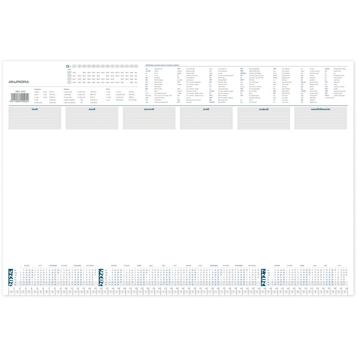 Aurora – Schreibtischunterlagen auf Französisch, 2026