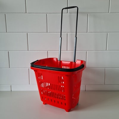 Klika - Chariot de courses 34L Shop Roll rouge 4 pièces