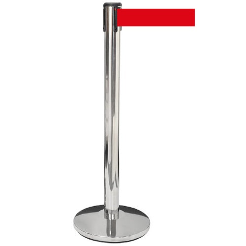 Klika - Toegangspaal chroom met rode riem