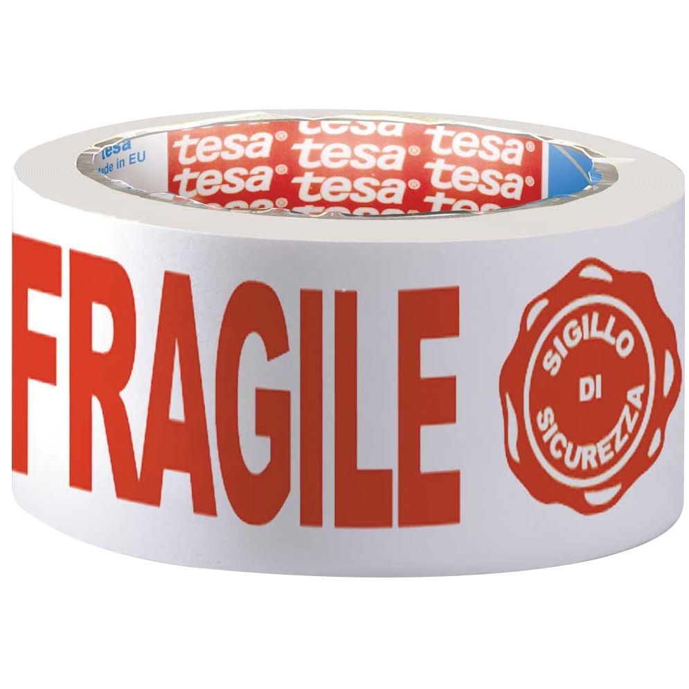 Tesa - verpakkingsplakband: FRAGILE, ft 50 mm x 66 m