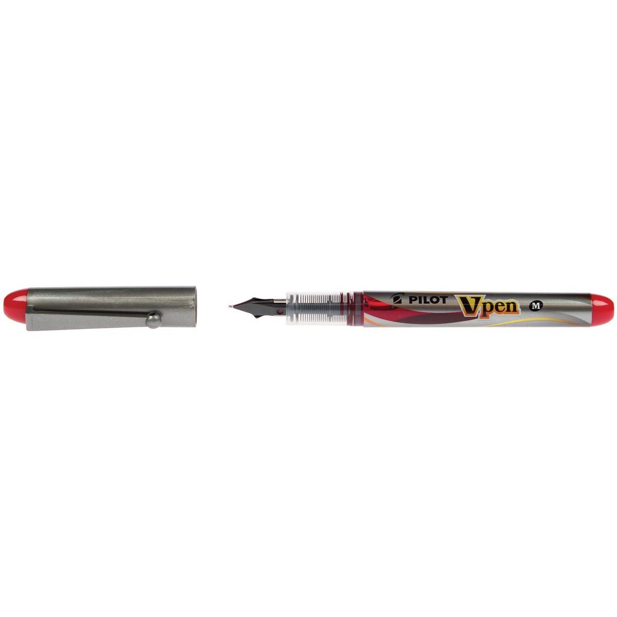 Pilot - stylo plume V-Pen Argent rouge