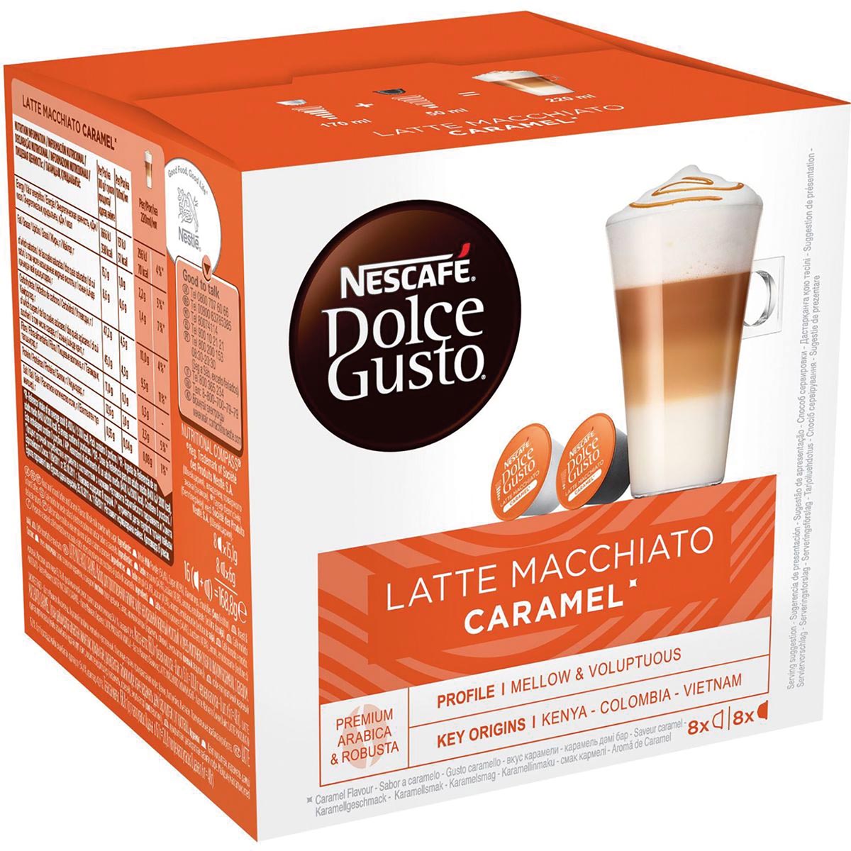 Nescafé - Kaffeekapseln, Latte Macchiato Caramel, Packung à 16 Stück