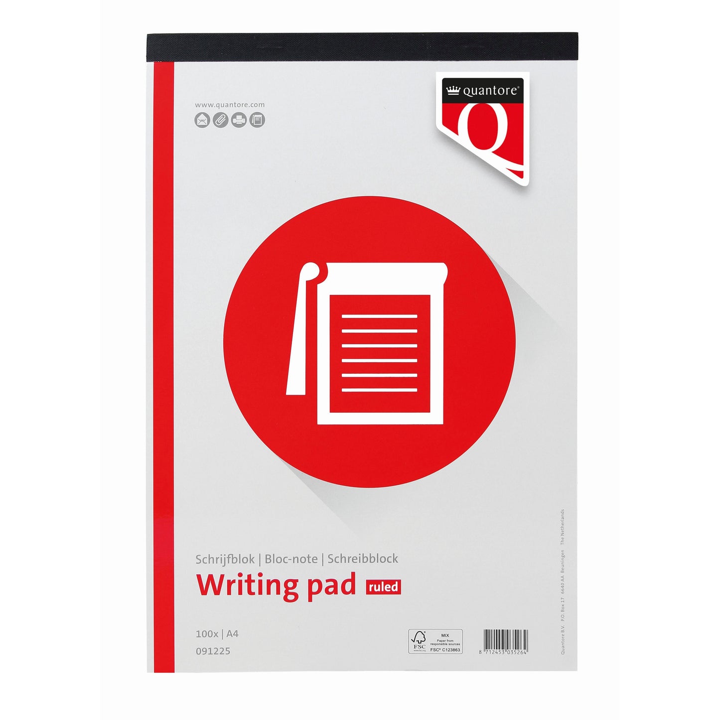 Quantore - Bloc-notes A4 ligne 100 feuilles 60gr | 5 pièces