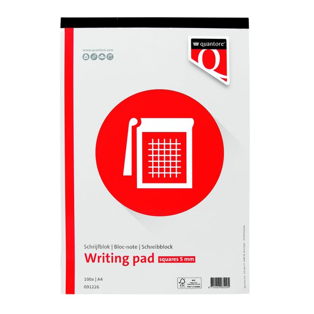 Quantore - Bloc-notes A4 diamant 5mm 100 feuilles 60gr