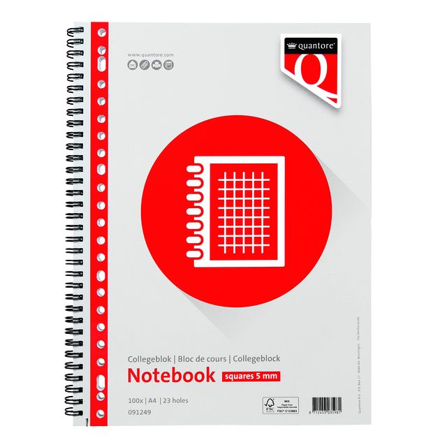 Quantore - Vorlesungsblock A4 Raute 5mm 23-Loch 100 Blatt 70gr