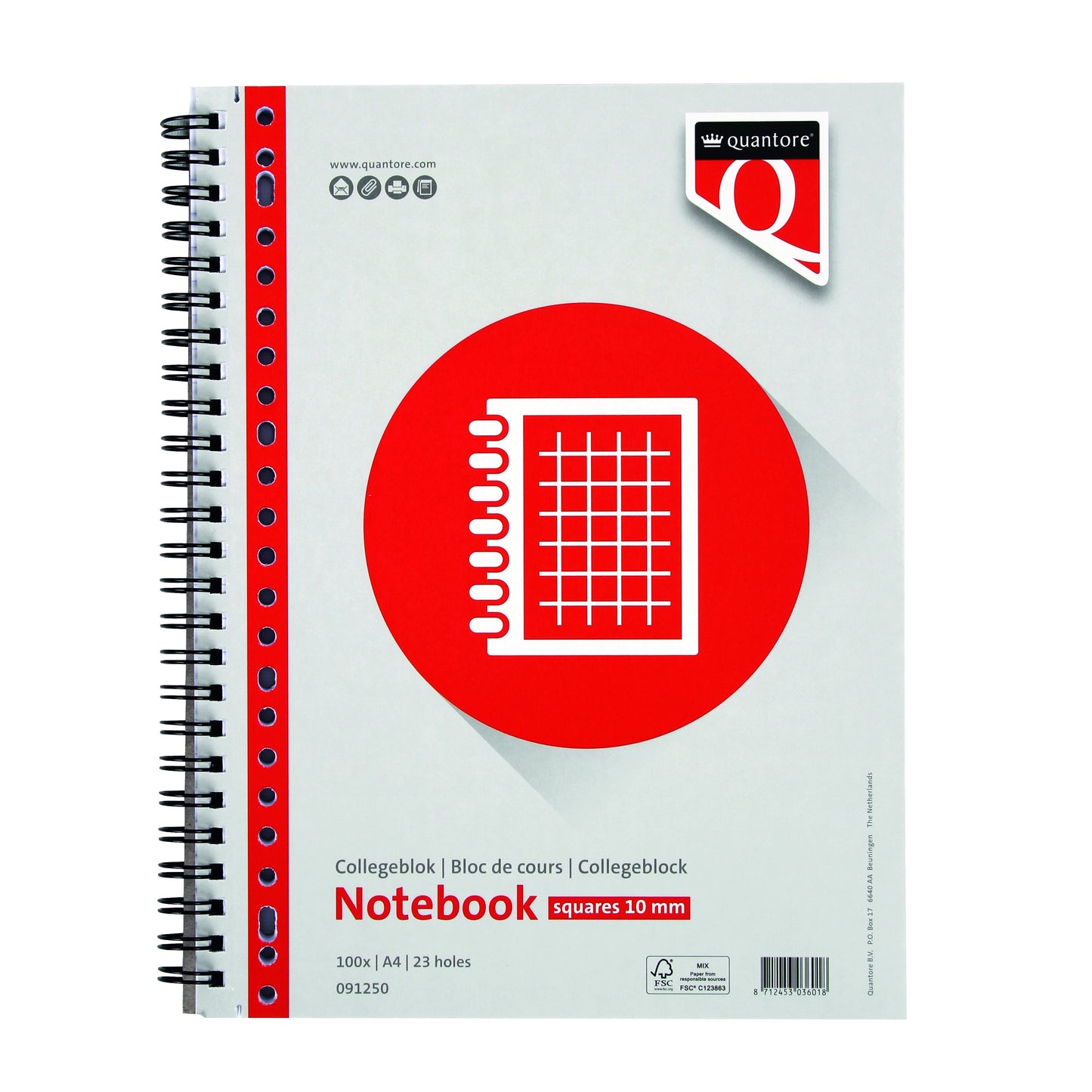 Quantore - Bloc de lecture A4 diamant 10mm 23 trous 100 feuilles 70gr | 5 pièces