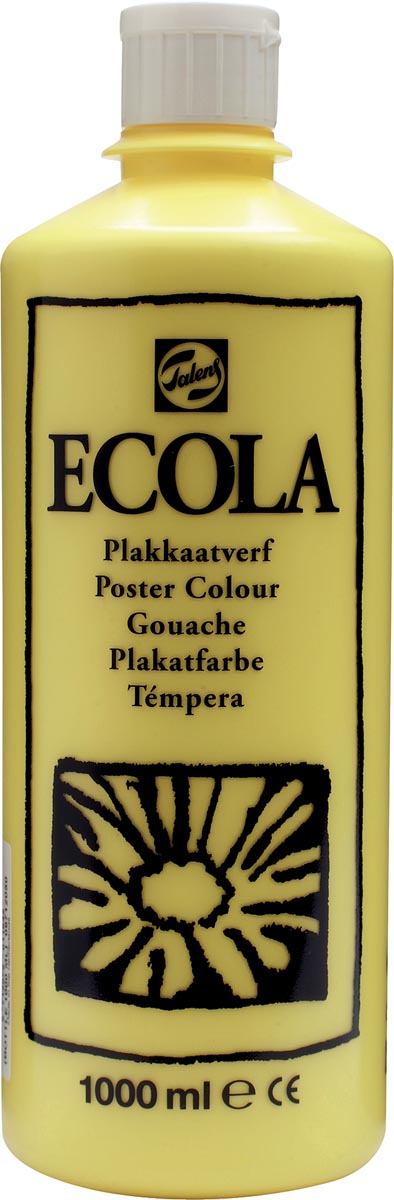Talens - Ecola plakkaatverf flacon van 1000 ml, citroengeel