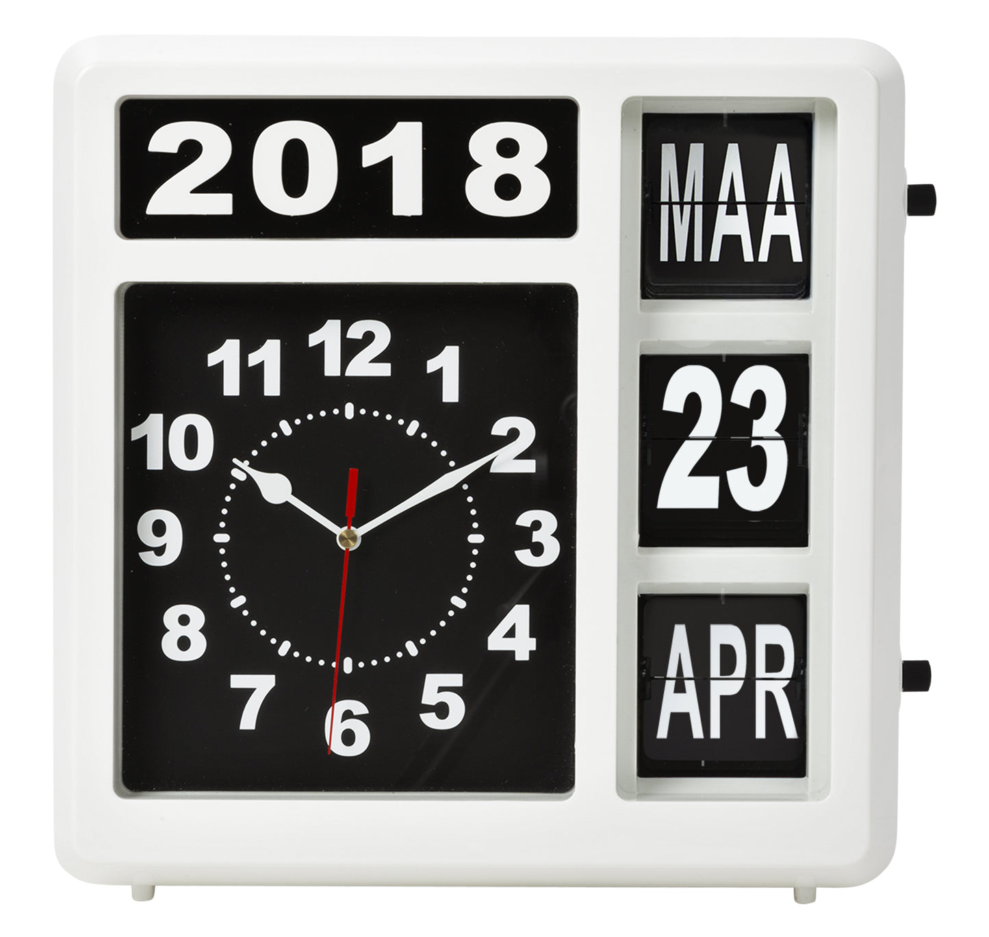 Perel - Horloge murale analogique 310x310mm version hollandaise blanc