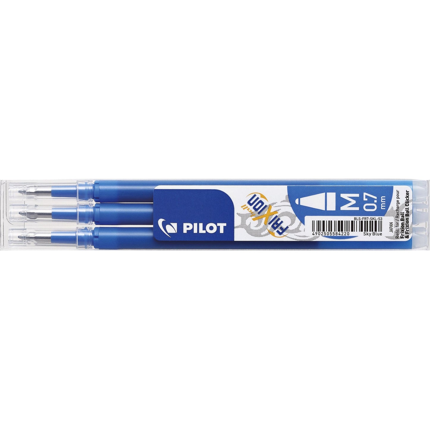 Pilot - Recharge pour stylo roller friXion medium bleu ciel, lot de 3 pièces