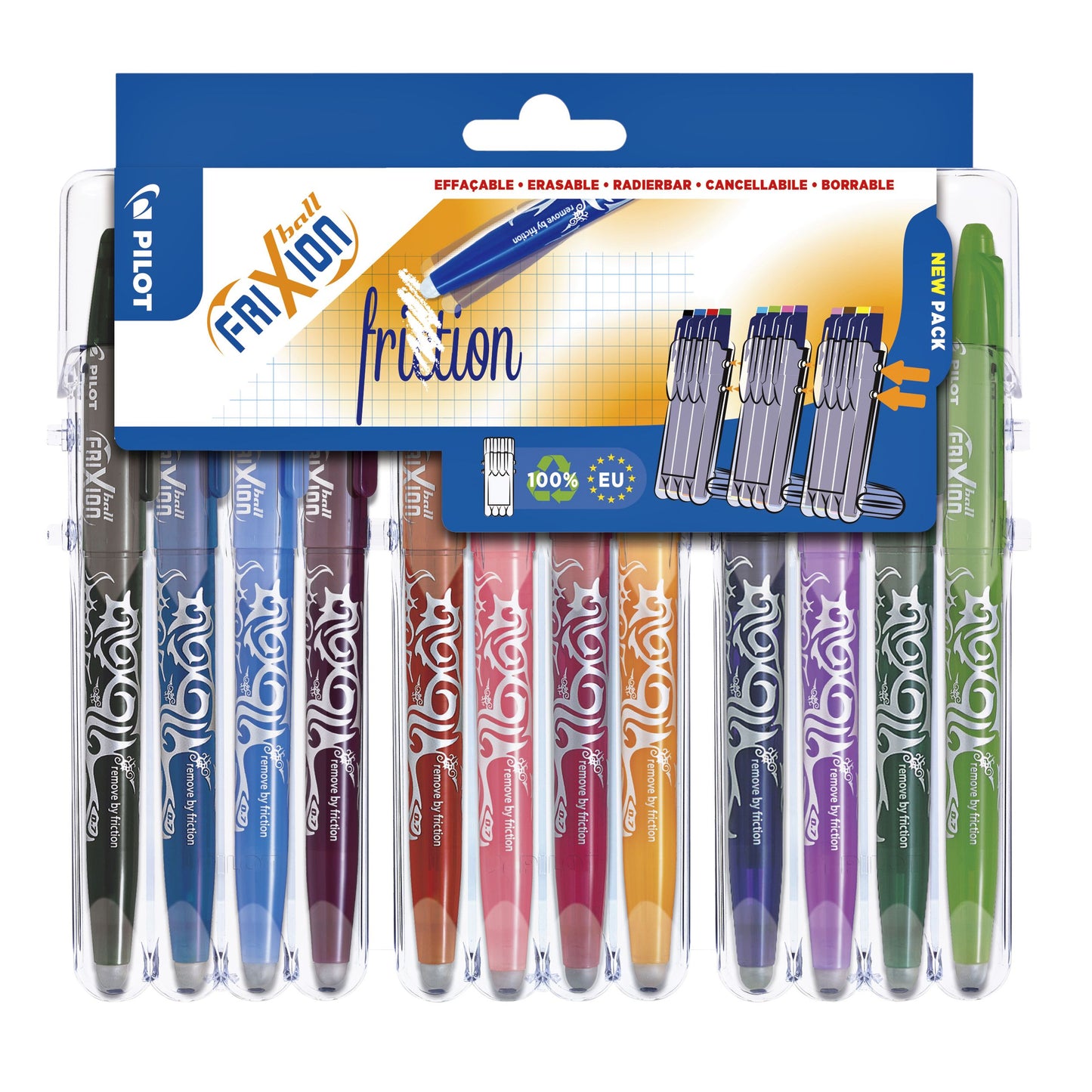 Pilot - Rollerpen friXion medium assorti Set2Go à 12 stuks