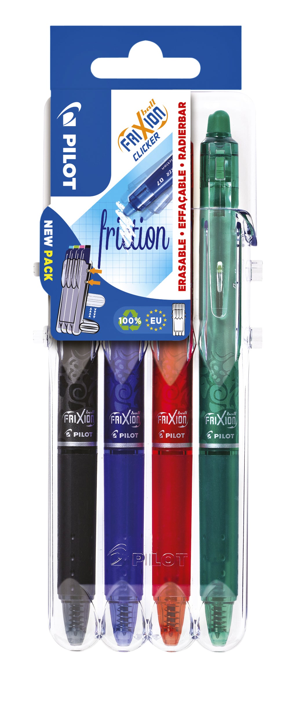 Pilot - Tintenroller friXion Clicker Medium Base sortiert Set2Go à 4 Stück