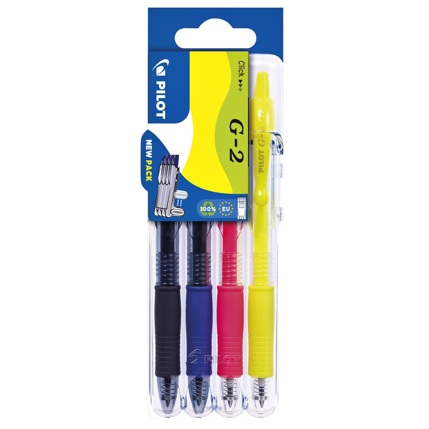 Pilot - Gel Writer Clicker Medium Neon sortiert Set2Go à 4 Stück