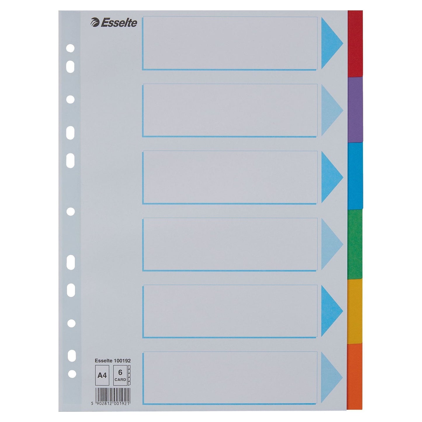 Esselte - Onglets Standard A4 6 pièces en carton 11 anneaux avec page de garde assortie | 20 pièces