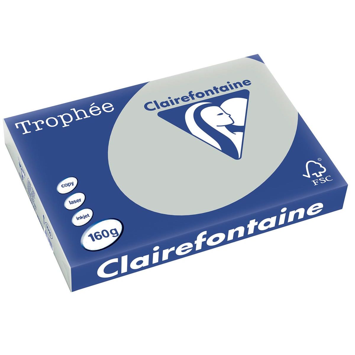 Clairefontaine - Trophée tel, gekleurd papier, A3, 160 g, 250 vel, lichtgrijs