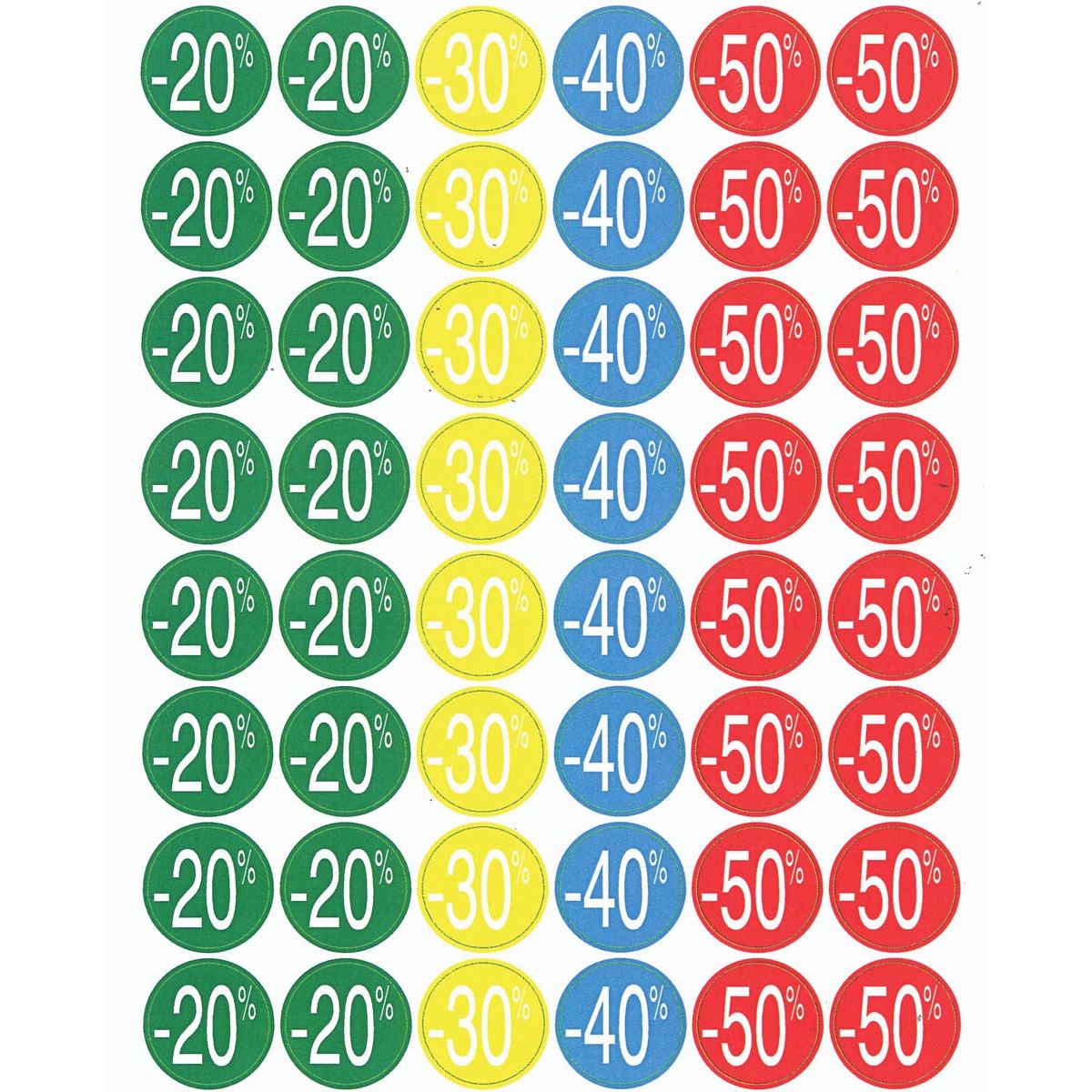 Apli - Agipa Kortinglabel van -20% tot 50%, geassorteerde kleuren