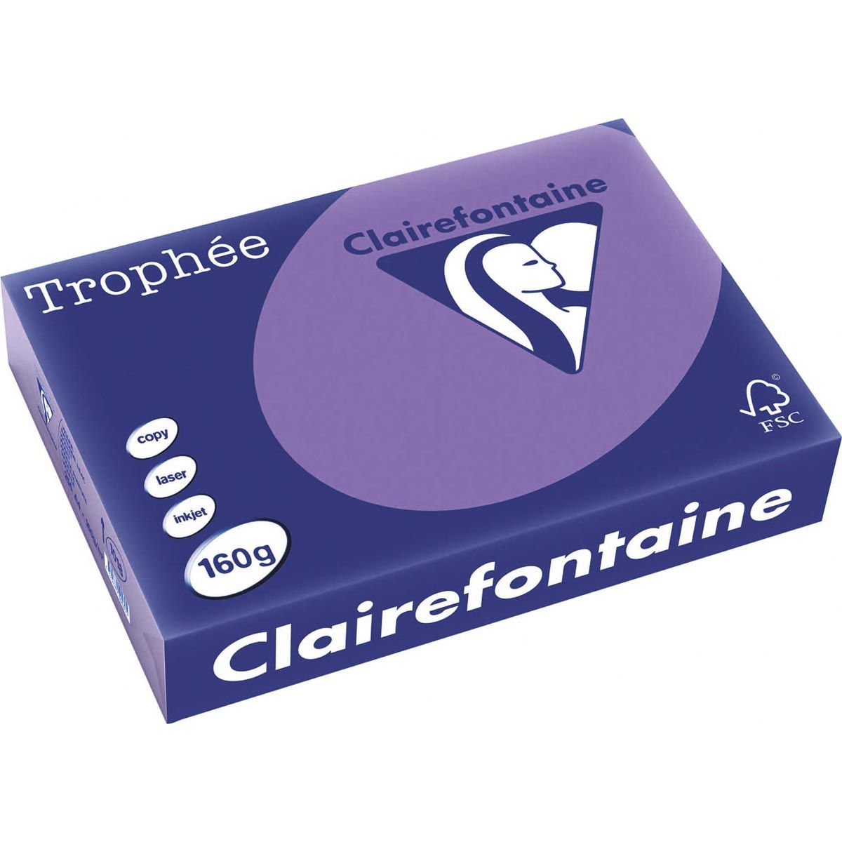Clairefontaine - Trophée Intens, papier coloré, A4, 160 g, 250 feuilles, violet