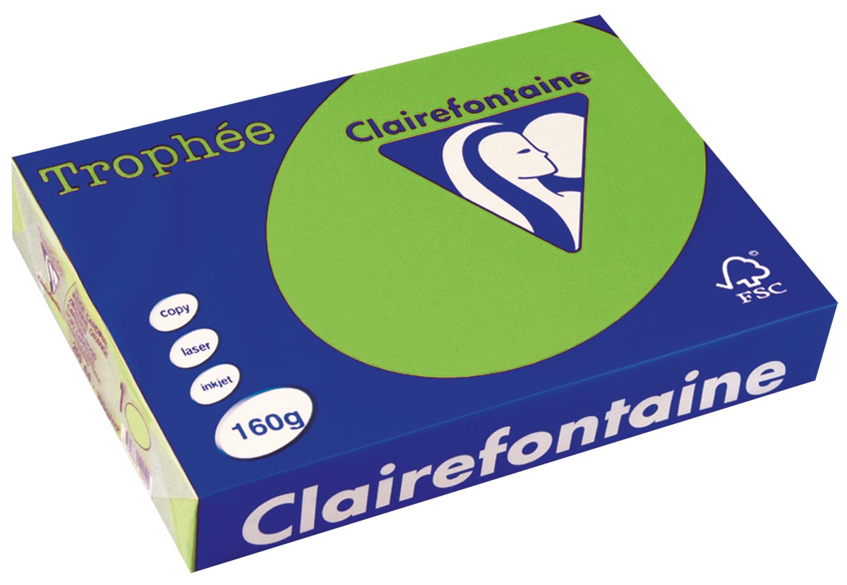 Clairefontaine - Trophée Intens, papier coloré, A4, 160 g, 250 feuilles, vert gazon