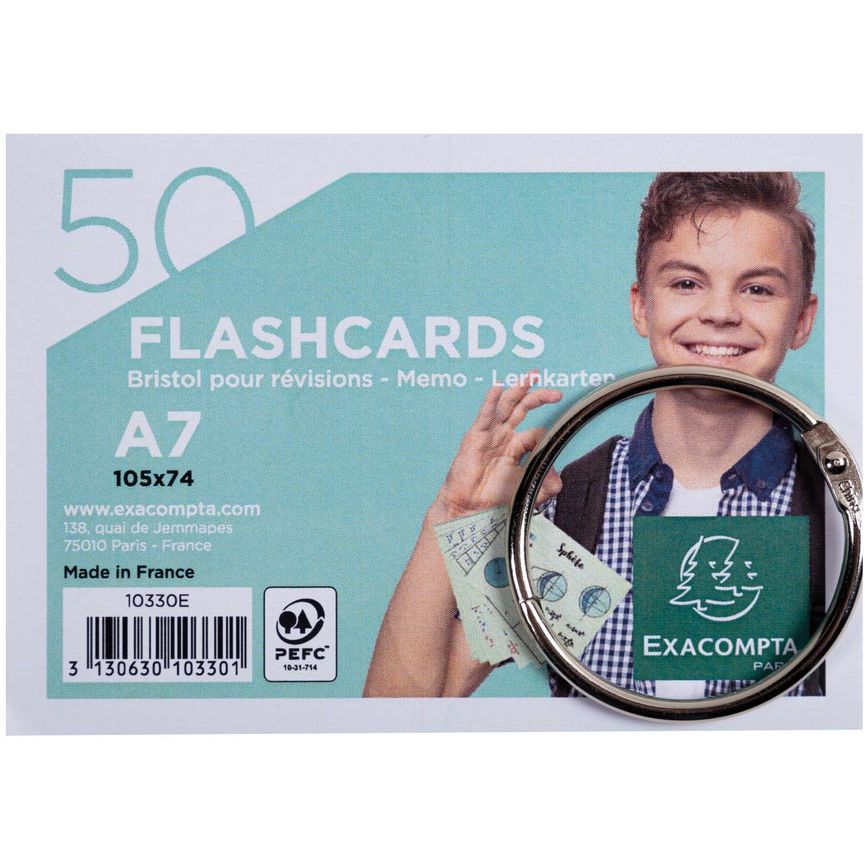 Exacompta - gekleurde systeemkaarten, ft A7, gelijnd, pak van 50 stuks