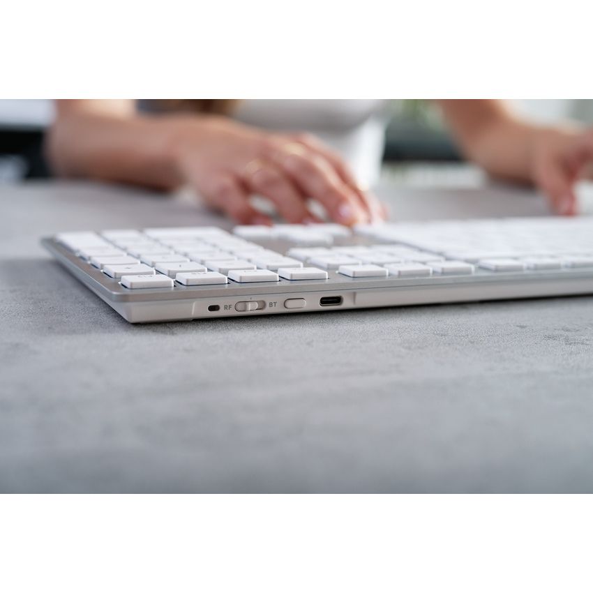 CHERRY - KW 9100 SLIM FOR MAC toetsenbord Universeel USB + Bluetooth AZERTY Frans Zilver