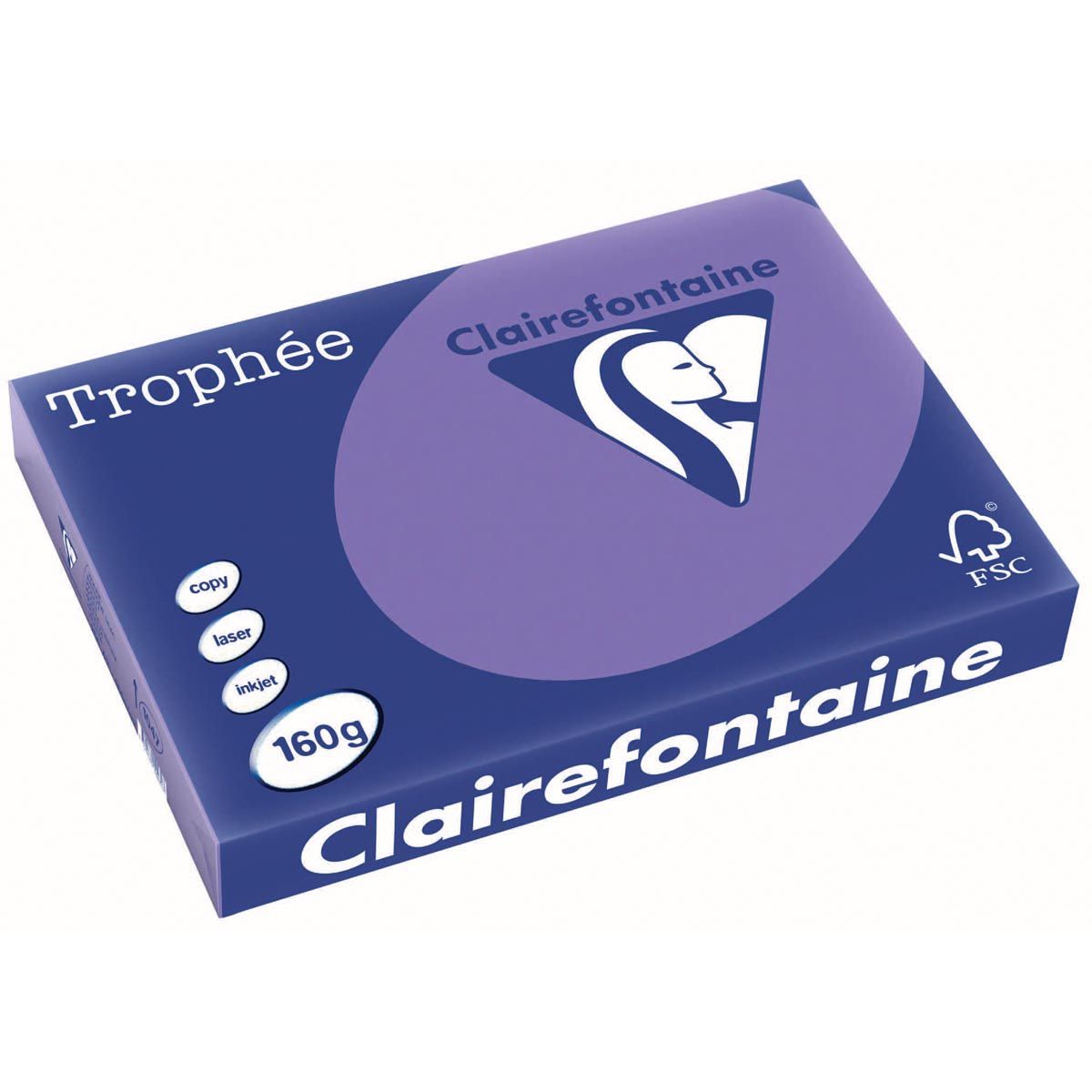 Clairefontaine - Trophée Intens, farbiges Papier, A3, 160 g, 250 Blatt, violett