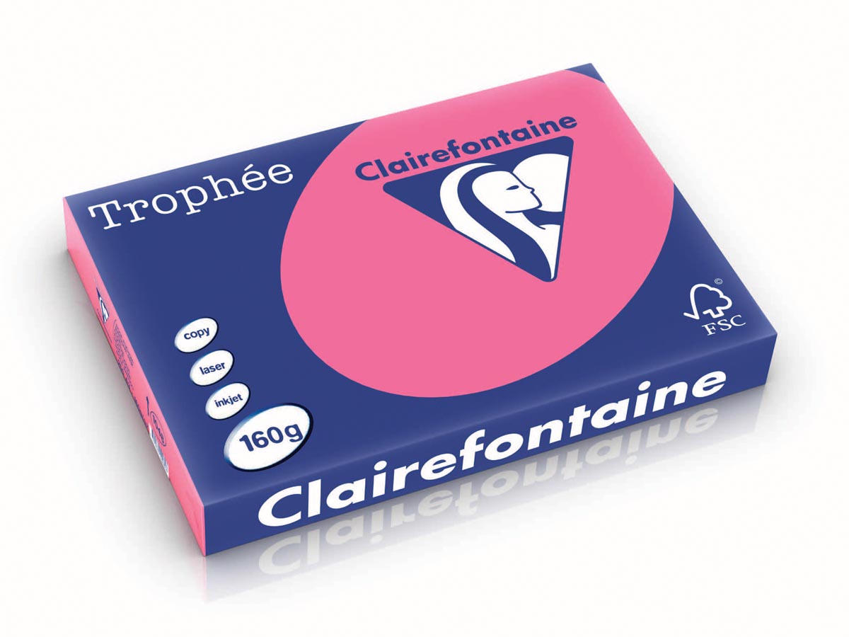 Clairefontaine - Trophée Intens, farbiges Papier, A3, 160 g, 250 Blatt, Fuchsia