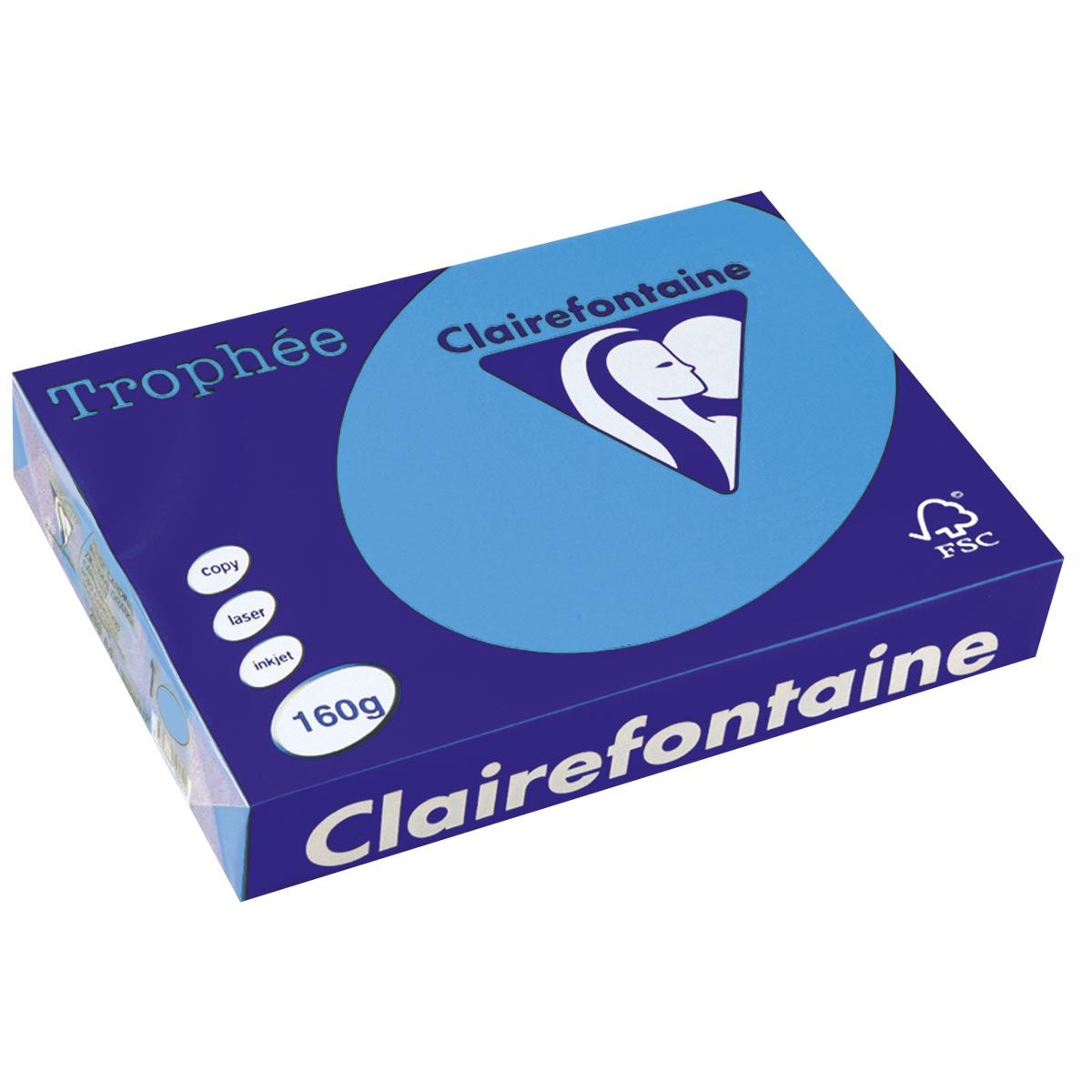 Clairefontaine - Trophée Intens, papier coloré, A4, 160 g, 250 feuilles, bleu roi
