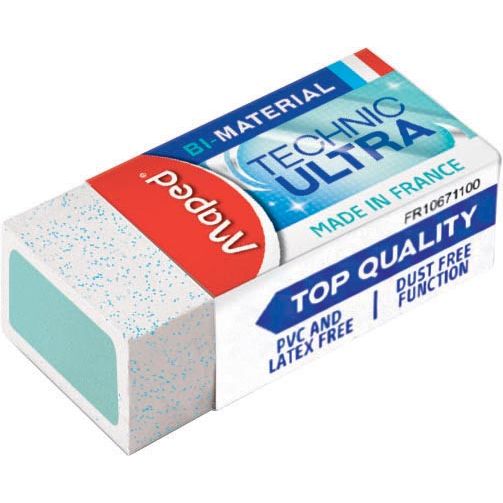 Maped - gomme Mini Technic Ultra, avec pochette en carton, blister de 2 pièces