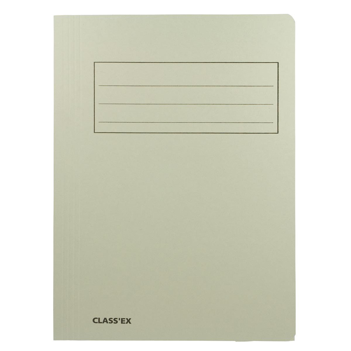 Classex - Classeur Class'ex, 3 rabats ft 23,7 x 34,7 cm (pour ft folio), gris