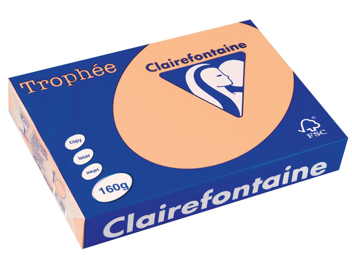 Clairefontaine - Trophée tel, farbiges Papier, A4, 160 g, 250 Blatt, Lachs