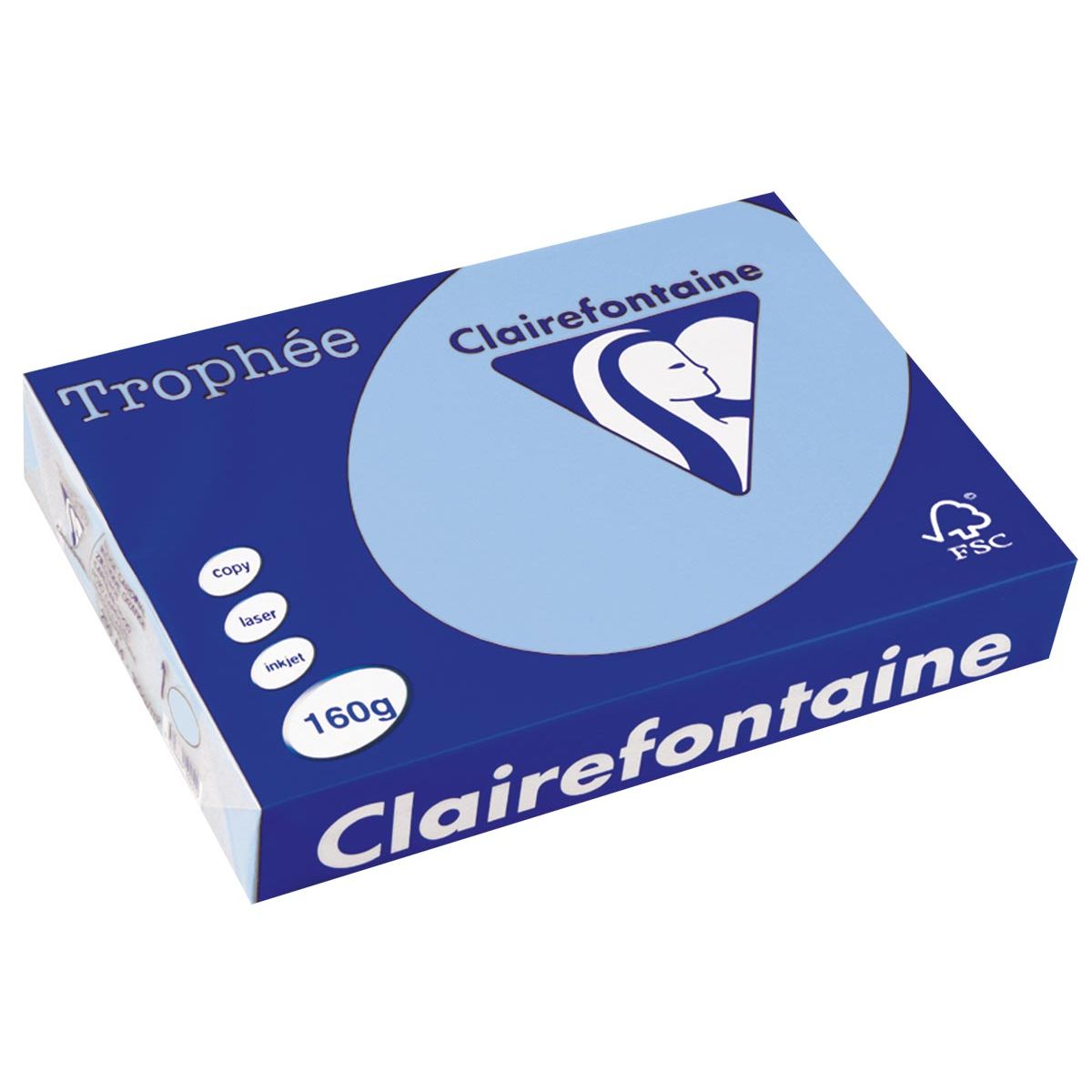 Clairefontaine - Trophée tel, papier coloré, A4, 160 g, 250 feuilles, bleu vif