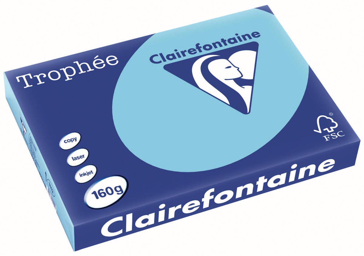 Clairefontaine - Trophée tel, papier coloré, A3, 160 g, 250 feuilles, bleu vif