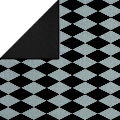 Klika - Papier cadeau Papier cadeau Argent diamant en noir nervuré 30 cm
