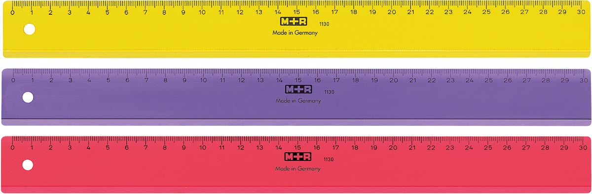 M+R - lat, uit plastic, in geassorteerde kleuren, 30 cm