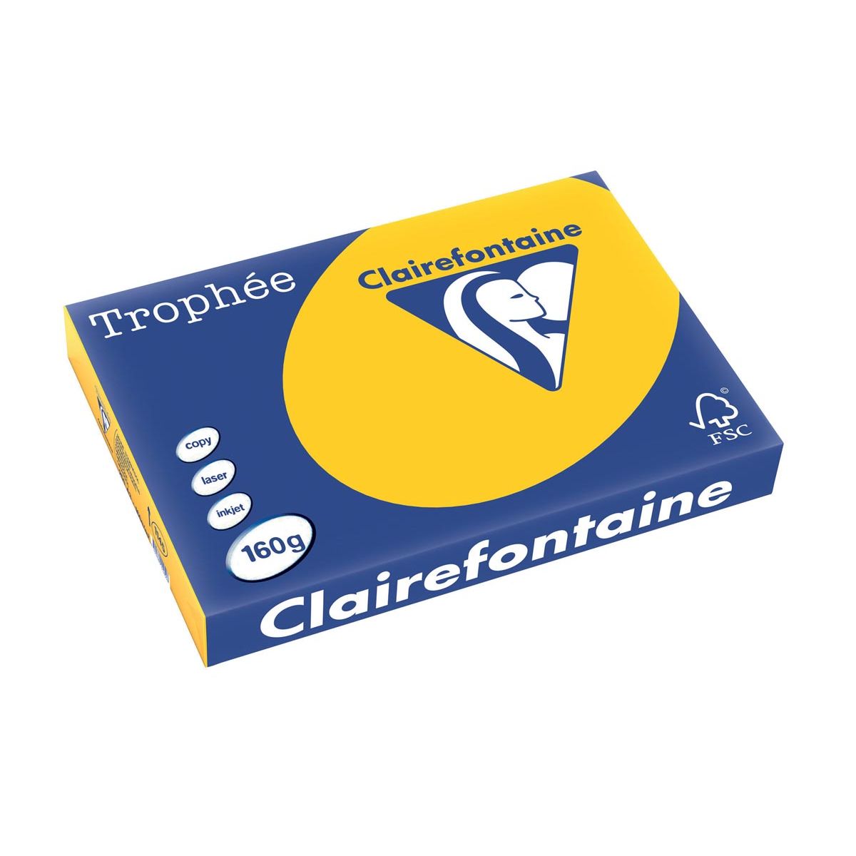 Clairefontaine - Trophée Intens, gekleurd papier, A3, 160 g, 250 vel, zonnebloemgeel