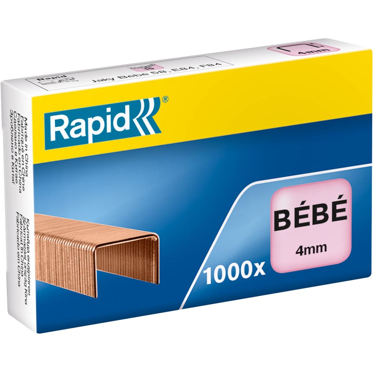 Rapid - Heftklammern Bébé, verkupfert, Schachtel mit 1000 Heftklammern